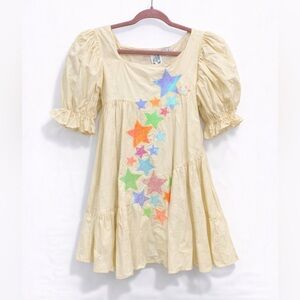 QUEEN OF SPARKLES Starry Kids Dress in Cream and Multicolor